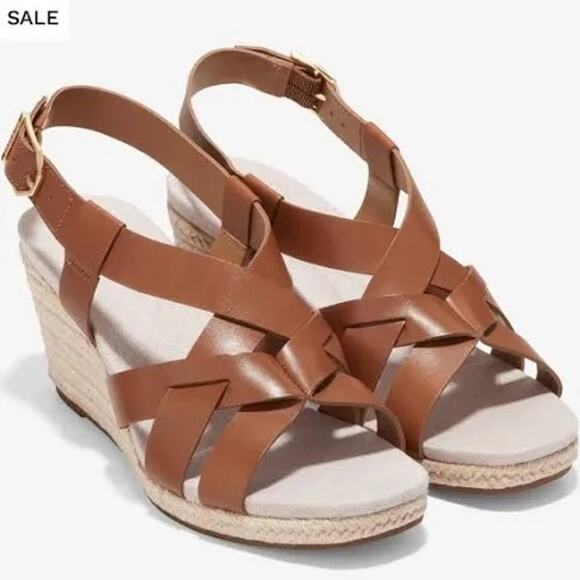 Cole Haan Crystal Leather Strappy Wedges - Picture 1 of 8